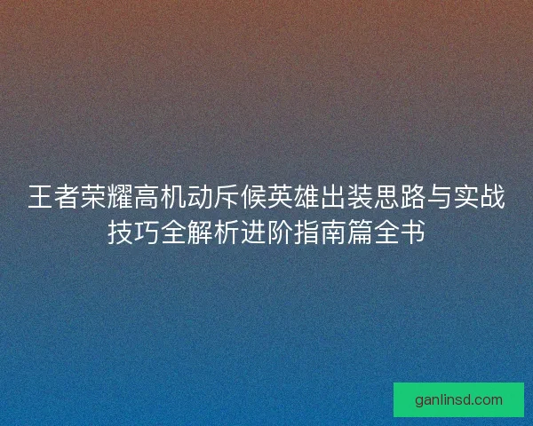 王者荣耀高机动斥候英雄出装思路与实战技巧全解析进阶指南篇全书