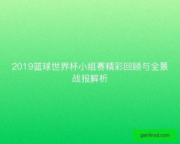 2019篮球世界杯小组赛精彩回顾与全景战报解析