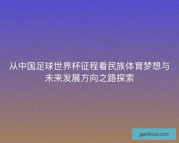 从中国足球世界杯征程看民族体育梦想与未来发展方向之路探索