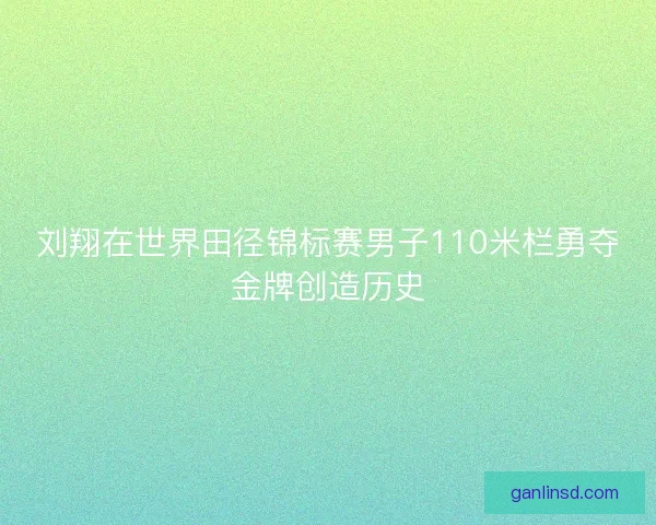 刘翔在世界田径锦标赛男子110米栏勇夺金牌创造历史
