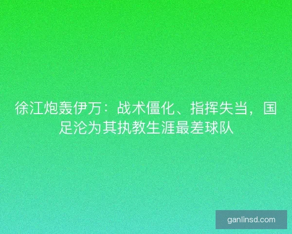 徐江炮轰伊万：战术僵化、指挥失当，国足沦为其执教生涯最差球队