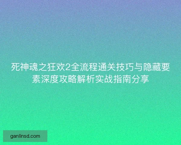 死神魂之狂欢2全流程通关技巧与隐藏要素深度攻略解析实战指南分享