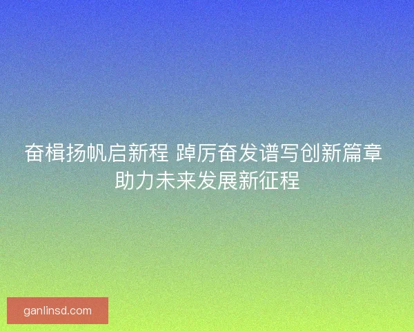 奋楫扬帆启新程 踔厉奋发谱写创新篇章 助力未来发展新征程