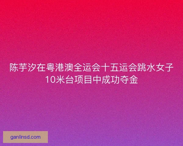 陈芋汐在粤港澳全运会十五运会跳水女子10米台项目中成功夺金