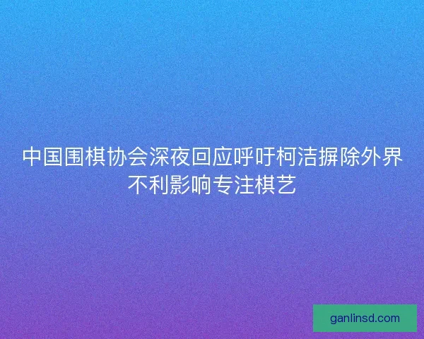 中国围棋协会深夜回应呼吁柯洁摒除外界不利影响专注棋艺